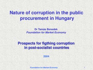 Nature of corruption in the public procurement in Hungary
