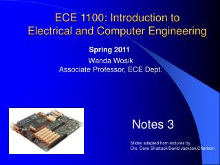 ECE 1100: Introduction to Electrical and Computer Engineering