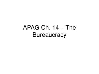 APAG Ch. 14 – The Bureaucracy