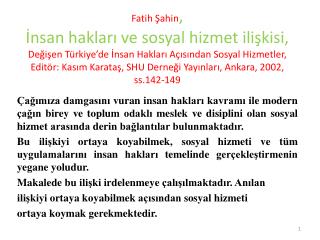 SOSYAL HİZMET - İNSAN HAKLARI İLİŞKİSİ