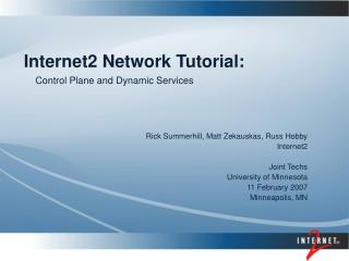 Internet2 Network Tutorial: