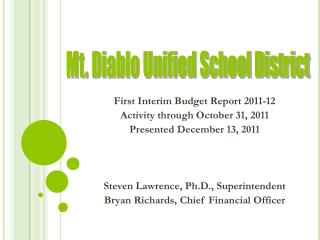 First Interim Budget Report 2011-12 Activity through October 31, 2011 Presented December 13, 2011