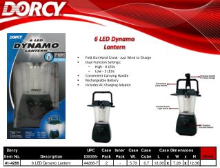 6 LED Dynamo Lantern Fold Out Hand Crank - Just Wind to Charge Dual Function Settings: