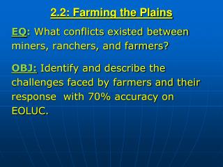 2.2: Farming the Plains