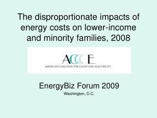 The disproportionate impacts of energy costs on lower-income and minority families, 2008