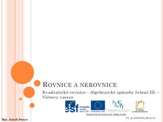 Rovnice a nerovnice