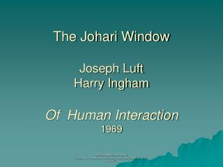 The Johari Window Joseph Luft Harry Ingham Of Human Interaction 1969