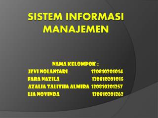 SISTEM INFORMASI MANAJEMEN