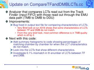 Update on CompareTFandDMBLCTs