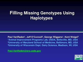 Fill ing Missing Genotypes Using Haplotypes