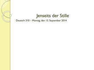 Jenseits der Stille