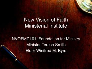 New Vision of Faith Ministerial Institute