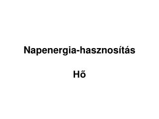 Napenergia-hasznosítás