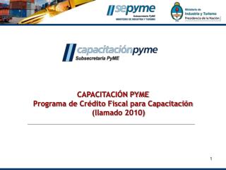 CAPACITACIÓN PYME Programa de Crédito Fiscal para Capacitación 		(llamado 2010)