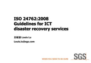 ISO 24762:2008 Guidelines for ICT disaster recovery services