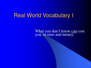 Real World Vocabulary I