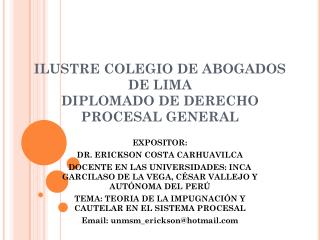 ILUSTRE COLEGIO DE ABOGADOS DE LIMA DIPLOMADO DE DERECHO PROCESAL GENERAL