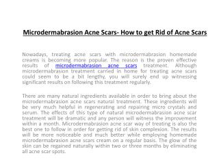 Microdermabrasion Acne Scars- How to get Rid of Acne Scars