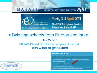 eTwinning schools from Europe and Israel Dov Winer