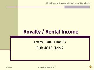 Royalty / Rental Income