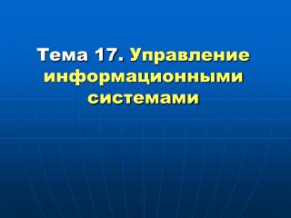 Тема 17. Управление информационными системами