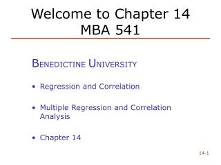 Welcome to Chapter 14 MBA 541