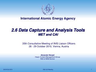 2.6 Data Capture and Analysis Tools MET and CAI