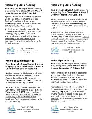 Notice of public hearing: