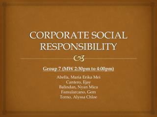 CORPORATE SOCIAL RESPONSIBILITY