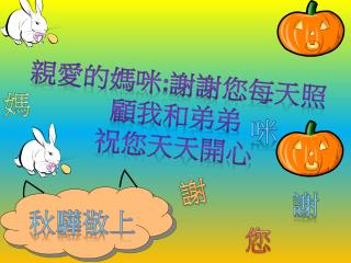 親愛的媽咪 : 謝謝您每天照 顧我和弟弟 祝您天天 開心