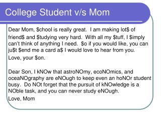 College Student v/s Mom