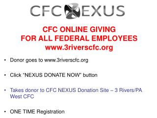 CFC ONLINE GIVING FOR ALL FEDERAL EMPLOYEES 3riverscfc