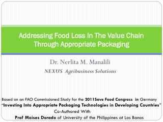 Addressing Food Loss In The Value Chain Through Appropriate Packaging
