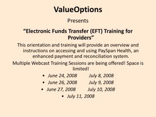 ValueOptions Presents