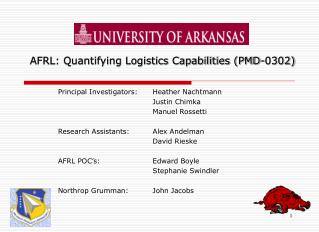AFRL: Quantifying Logistics Capabilities (PMD-0302)