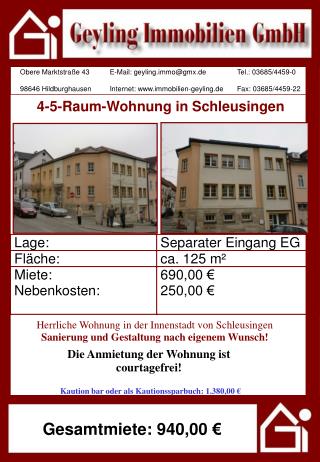 4-5-Raum-Wohnung in Schleusingen