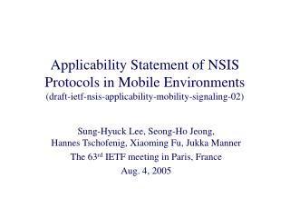 Sung-Hyuck Lee, Seong-Ho Jeong, Hannes Tschofenig, Xiaoming Fu, Jukka Manner