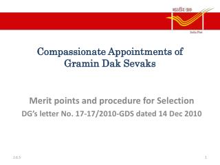 Compassionate Appointments of Gramin Dak Sevaks