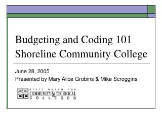 Budgeting and Coding 101 Shoreline Community College