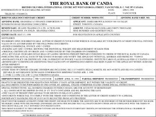 THE ROYAL BANK OF CANDA