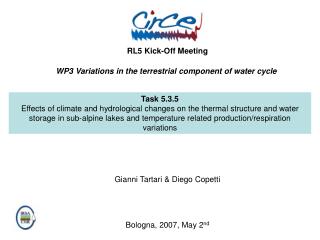 WP3 Variations in the terrestrial component of water cycle