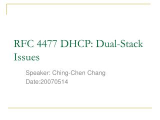 RFC 4477 DHCP: Dual-Stack Issues