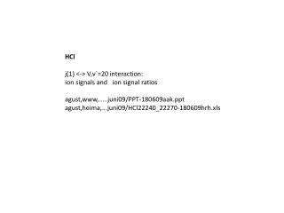 HCl j(1) &lt;-&gt; V,v´=20 interaction: ion signals and ion signal ratios