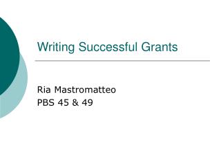 Writing Successful Grants