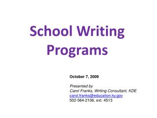 School Writing Programs