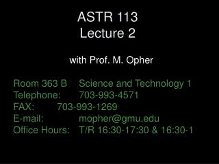 ASTR 113 Lecture 2