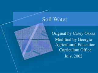Soil Water