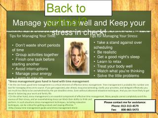 Manage your time well and Keep your stress in check!