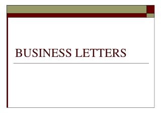 BUSINESS LETTERS