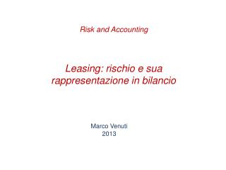 Leasing: rischio e sua rappresentazione in bilancio